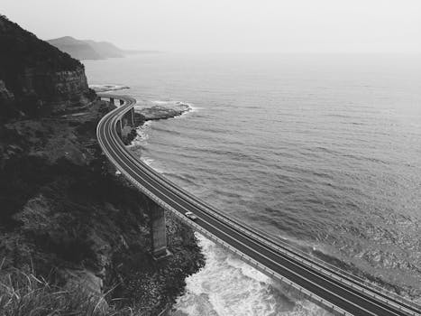 a scenic road trip view