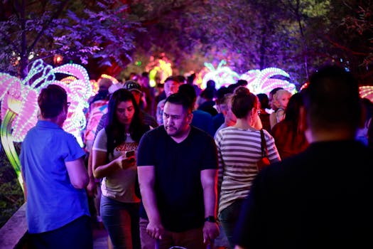 community festival with colorful lights