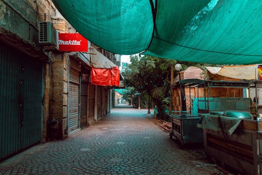 local market in a quiet town